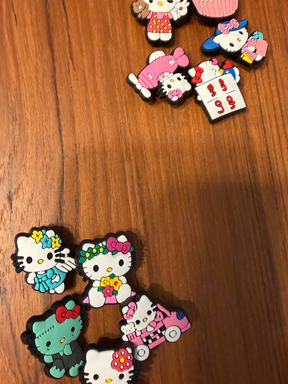 Hello Kitty Mixed Color Shoe Charm Set - Pink, White, Teal, Blue